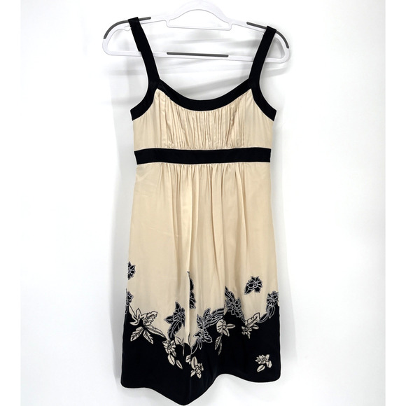 BCBGMaxAzria Silk Dress 4 Soy Cream Strappy Milkmaid Coquette MSRP $320 - Picture 1 of 10